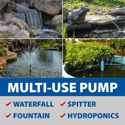 The Pond Guy MagFlo High-Efficiency Compact Pump for Small Water Gardens, Quiet Multi-Purpose System for Waterfalls, Fountains or Spitters, 1340 GPH
