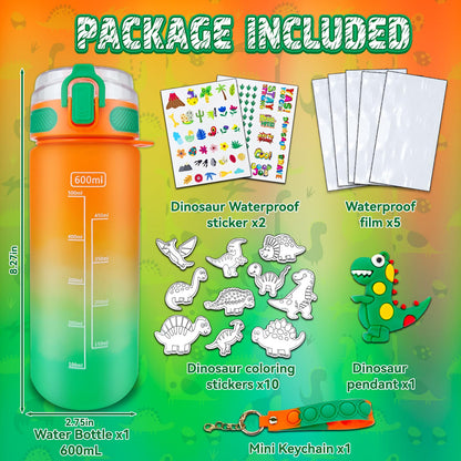 EDSPORTSHOUSE Decorate Your Own Water Bottle Kits for Boys Age 5-12,Dinosaur Painting Crafts,Fun Arts and Crafts Toys for Boys Birthday Christmas(Dinosaur)