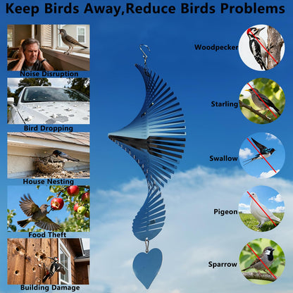 2pcs 15.8"x 5.9" Bird Deterren for Outside Patio Garden Porch Pool Window,Mirror High Reflective Bird Scare Devices Wind Spinners Outdoor Decor, to Keep Woodpecker Away from House
