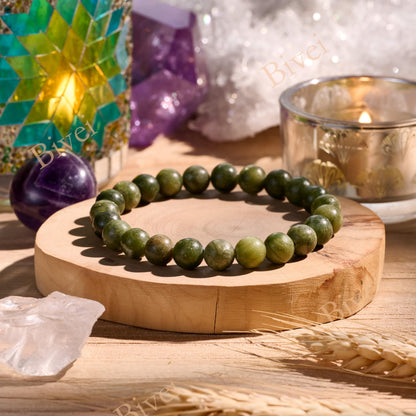 Taiwan Jade-Resilience-8mm Beaded Bracelets for Women Handmade Semi Precious Natural Stone Stretch Elastic Jewelry Yoga Protection Gifts