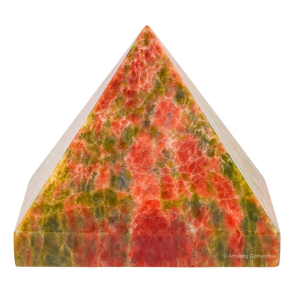 Amazing Gemstone Unakite Pyramid Crystal Healing Stones - 2" Great Pyramid Figurine of Natural Stone Pyramid for Meditation, Reiki, Chakra Balancing and Crystal Pyramids Grid