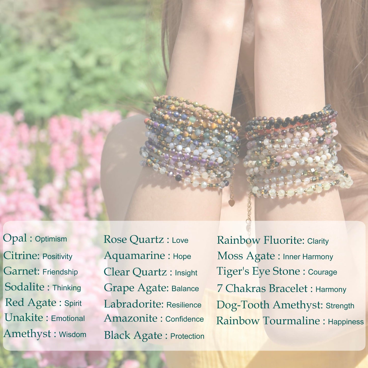 Farfume Moss Agate - Inner Harmony - Crystal Beaded Bracelets, Chakra 4mm Natural Stone Beads Bracelets, Gemstone Spiritual Jewelry Gifts for Mother's Day