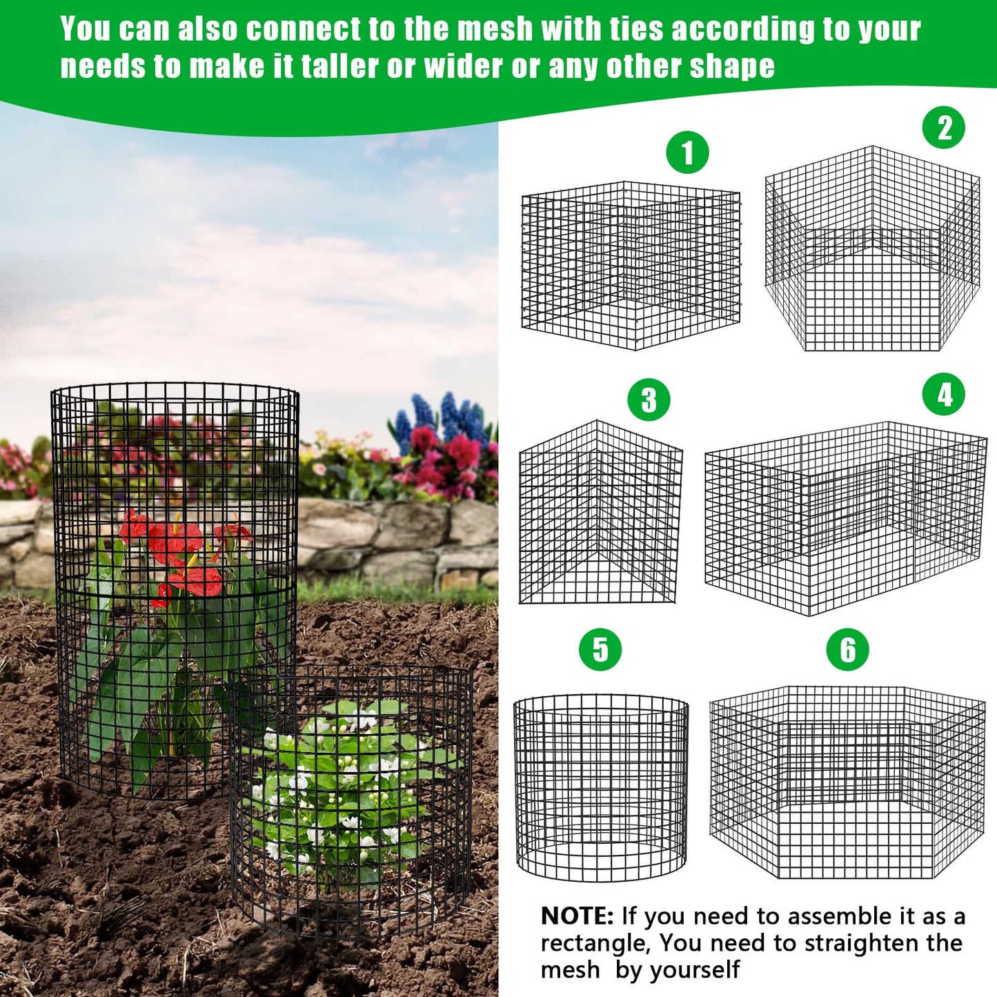 RGJ 5 Pack Plant Protector from Animals, 13x12 inch Wire Plant Cages Mesh Plant Cage Garden Plant Protector, Sturdy Bunny Barricades Chicken Wire Cloche Plant Protectors for Keeping Bunny Animals Out