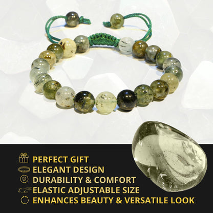 ANAYA AGATE Healing Crystal Bracelet – Chic Gemstone Bracelet for Men and Women – 8mm Round Bead Bracelets for Spiritual Healing, Protection, Positive Energy - Prehnite