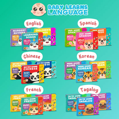 Lulu Learns French Vol. 1 — Interactive Sound Board Book for Toddlers 1-3, Bilingual English & French Songs & Music, Talking Musical Learning Toy and Gift for Babies & Kids