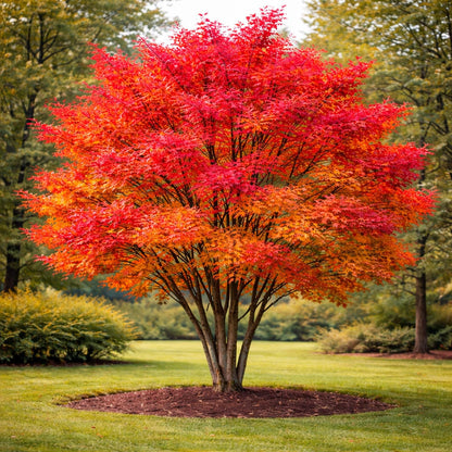 Amur Maple Tree Live Plants (Acer ginnala) – Brilliant Red Fall Foliage – Hardy Ornamental Landscape Tree – Fast Growing Compact Maple – Well Rooted Starter Sapling (1 Tree)