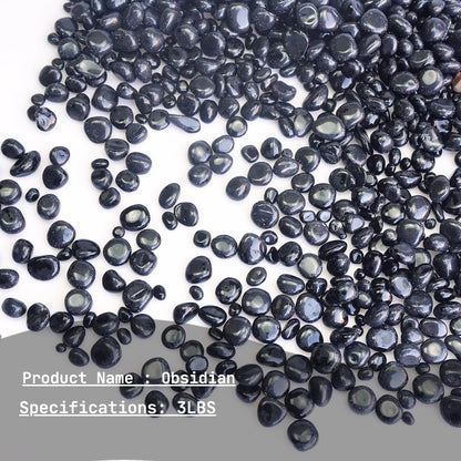 XMHOME 3 Pounds Black Obsidian Polished Stones - Natural Tumbled Gemstones for Vase Filler, Protection, and Jewelry Making