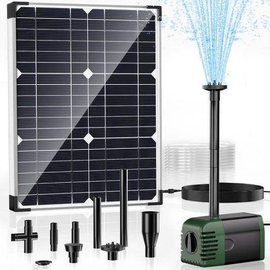 POPOSOAP Solar Water Pump Fountain,20W Solar Fountain Pump 320GPH Solar Powered Water Pump with Adjustable Flow, PVC Tubing and 16.4ft Cord Length for Ponds, Garden, Waterfall, Fish Pond