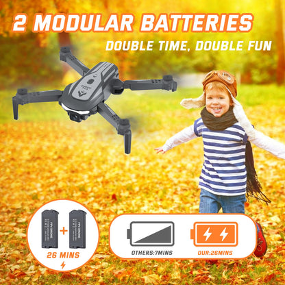 Drone with Camera for Kids Adults, Mini Foldable FPV Drones Remote Control Helicopter, RC Quadcopter with 1080P Live Video Camera, Gestures Selfie, One Key Start,2 Batteries, Toys/Gifts for Boys Girls