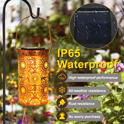 DIBIEECN Mothers Day Gifts for Mom, Birthday Gifts Grandma Ladies Solar Lanterns Outdoor Hanging Hollowed-Out Metal Waterproof LED Garden Decor Outside for Patio Yard Porch, Sunflower, 1 Pack