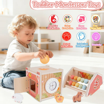 Melofaver Montessori Toys for 1 2 3 Year Old, Wooden Farm Animal Toys for Toddlers 1-3, Baby 12-18 Months Toy, 1 2 Year Old Girl Boy Birthday Gift, Kids Educational Learning Toys Gifts for Girls Boys