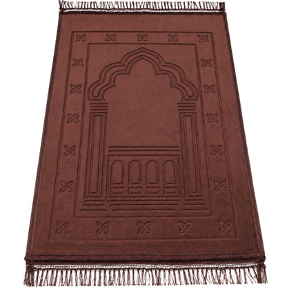 Muslim Prayer Rug-Soft Thick Velvet Islamic Prayer Mat, Traditional Sajadah with Tassels for Men and Women, Comfortable Daily Prayer at Home, Mosque or Travel.