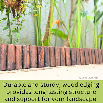 LaLaGreen Decorative Landscape Edging (30"x6", 4 Pack) Brown Wooden Fence Panels with Metal Stakes, Flowers Bed Landscape Fencing for Lawn Yard Patio Pathway Decor Tree Rings Garden Barries Outdoor