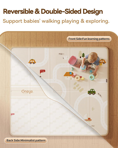 Baby Play Mat, 50 x 50 Inch Floor Mat with XPE Foam,Foldable & Reversible Baby Floor Play Mat, Perfect Baby Foam Playmat for Baby Playpen, Waterproof PlayMats for Babies, Infants,Indoor& Outdoor