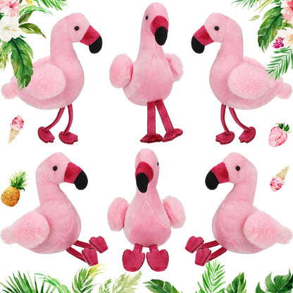 Skylety 6 Pieces Mini Flamingo Stuffed Animal Plush Toys 5 Inch Flamingo Party Favors Graduation Gift Hanging Ornaments Keychain Decorations for Women Birthday(Rose Red)