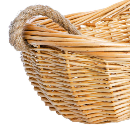 ZEAYEA Wicker Woven Basket with Jute Rope Handle, Large Garden Harvest Basket for Gathering Vegetables, Multi-functional Fruit Storage Basket for Picnic, Easter, Organizing