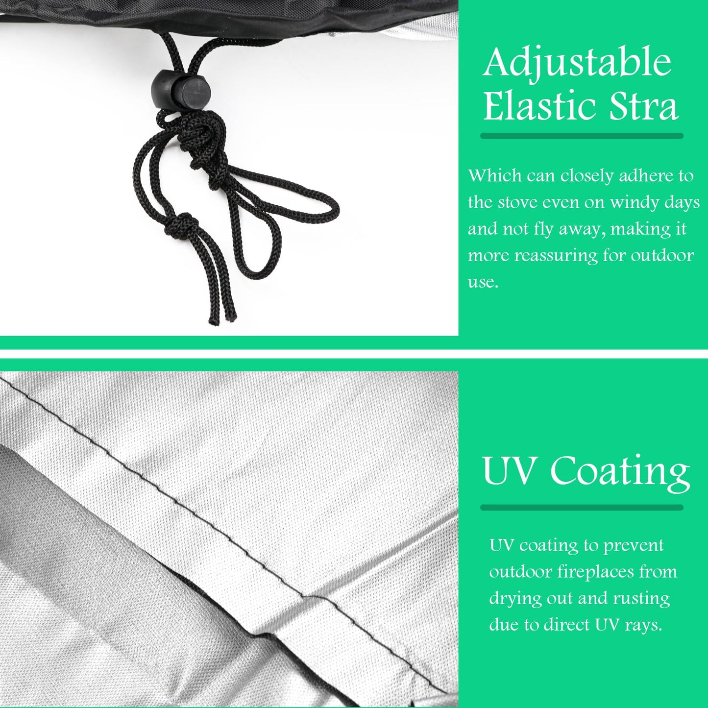 Chiminea Cover Waterproof Protective Cover Patio Furniture Covers, Outdoor Fireplace, Adjustable Drawcord, Black, 59x31x12inch