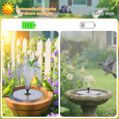 AISITIN Solar Fountain Pump with Windmill & 6 Nozzles & 3 Fixed Bracket, DIY Solar Bird Bath Fountain Built-in 1000mAh Battery for Outdoor, Garden, Pond, Pool, Backyard and Bird Bath