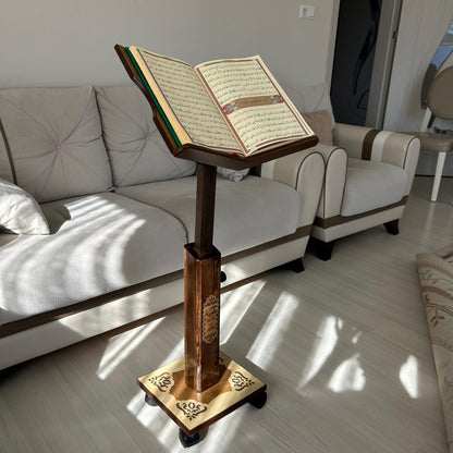 Lux Adjustable Moveable Wooden Book Stand | Quran, Koran Islamic Book Holder | Portable Islamic Book Holder | Reading Desk