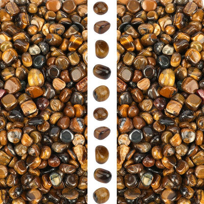 gemshan 2lb Tiger's Eye Chips Natural Crushed Crystal Chip Bulk 7mm-9mm Tumble Healing Crystal Stone for Aquarium Vase Plant Decoration