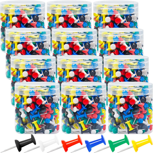 2400 Pcs Multicolor Push Pins, Standard Thumb Tacks with Steel Point and Plastic Head, PushPins thumbtacks for Wall Hanging, Cork Board, and Bulletin Board