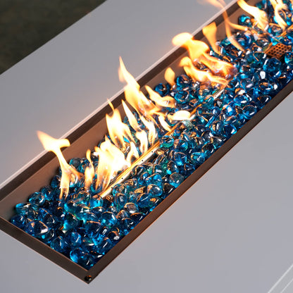 Onlyfire 10 lbs Fire Glass Diamonds 1 Inch, Reflective Fire Pit Glass Rocks for Propane & Natural Gas Fireplace, High Luster Multi-Faceted Stones, Caribbean Blue (Multicolor & Blends Available)