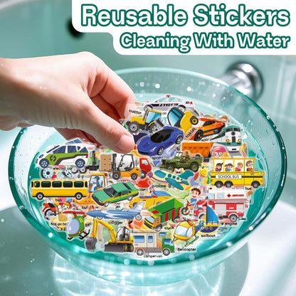 iGetooy 3 Sets Sticker Books for Toddlers 2-4 Years, Reusable Stickers Books for Toddlers 1-3, Airplane Travel Essentials for Kids