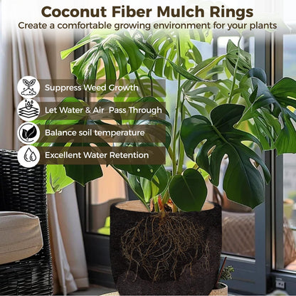 Coconut Fiber Mulch Ring, Natural Coco Coir Tree Protector Mat Tree Protection, 9.8 in Tree Rings Disc Plant Cover, Tree Rings Disc for Indoor Outdoor Plants and Landscaping