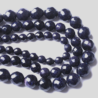 10mm 36pcs Natural Blue Sandstone Faceted Stone Beads for Jewelry Making DIY Bracelet Necklace Accessories 15" Energy Healing Power Stone Beads (Faceted Blue Sandstone, 10mm)