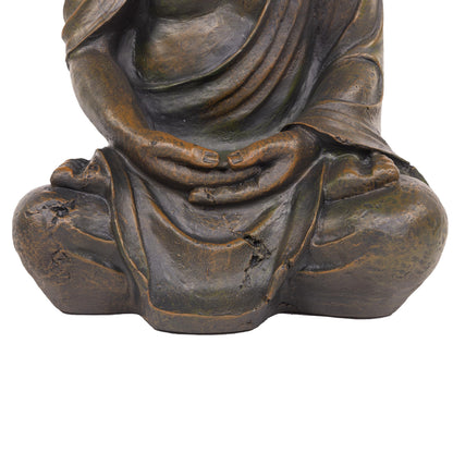Alpine Corporation 15" Tall Indoor/Outdoor Meditating Buddha Statue, Tabletop Garden Decor, Bronze