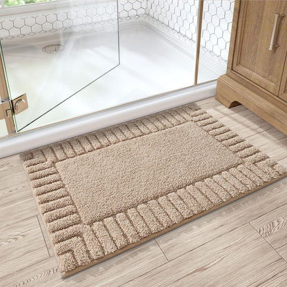 LUMI Bathroom Rugs Non Slip with Rubber Backing, Extra Soft Plush Microfiber Bath Rug Absorbent, Machine Washable Bath Mat Quick Dry for Tub, Shower, Hotel, Beige, 24"x36"