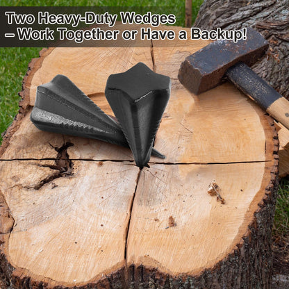 Otoolling 2 Pcs 4 Lbs Wood Splitting Wedges Manual Log Splitter Wedge 4-Direction Diamond Design Forged Steel Tool for Easy Wood Splitting Splits Firewood into 4 Pieces Less Effort (Black)