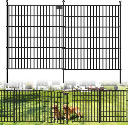 Toolterritary 10 Panels No Dig Garden Fence with Gate, 40 in(H) X 24.2 ft(L) Metal Fence Panels, Thickened Rustproof Garden Fencing, Animal Barrier Fence for for Dogs, Rabbits, Landscape, Patio