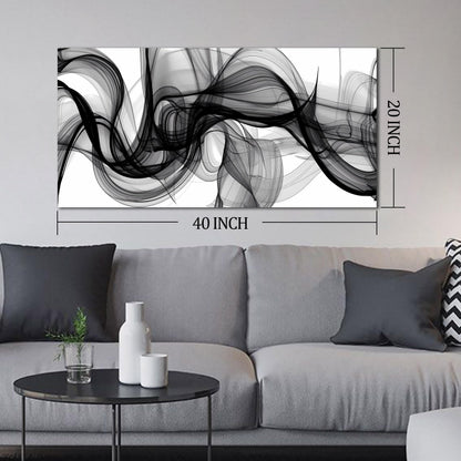 ENTANUB Abstract Wall Art for Bedroom, Black and White Canvas Wall Decor for Living Room, Smoke Picture Print, Size 40 x 20 Inches