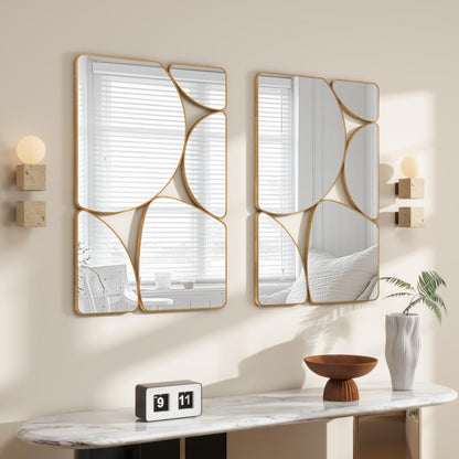 SHYFOY Antique Gold Mirror Wall Decorative, 35.4x23.6 Oblong Odd Mirrors Accent Abstract Mirror for Living Room Fireplace Bedroom Entryway