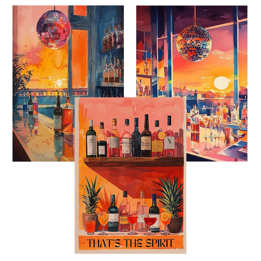 DAZZLEDOTS 3 Pack Diamond Art Kits for Adults, Vintage Cocktail Diamond Painting for Beginners 5D DIY Round Full Drill Diamonds Dots Cocktail Gem Art for Home Wall Decor 12 x 16 Inch