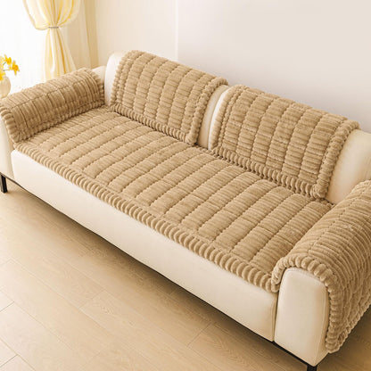 hyha Couch Covers for Dogs Washable, Non Slip Plush Dog Sofa Protectors, Fuzzy Pet Couch Covers for 3 Cushion Sofa Pet Friendly (Camel, 27.6" x 59")