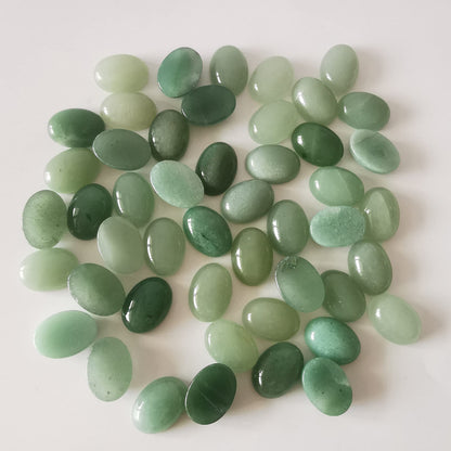 Loveliome 18x13mm Oval Cabochons Flatback Crystal Stone Gemstones Beads for Jewelry Making DIY Pack of 10, Green Aventurine