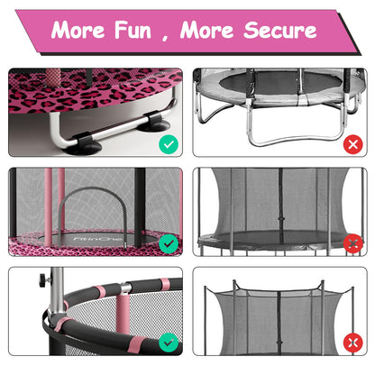 FitinOne 55" Toddler Mini Trampoline for Kids, Indoor Outdoor Toys with Swing, 440lbs Baby Kids Trampoline, Gymnastics Bar, Birthday Gifts for Boy Girl Age 1-8(Leopard)