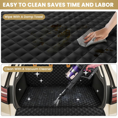 BONTHEE Waterproof SUV Dog Cargo Liner Mat - Heavy Duty Pet Seat Cover for SUV Sedan Van, Non-Slip Back Trunk Protector with Bumper Guard, Large Universal Fit (Black)