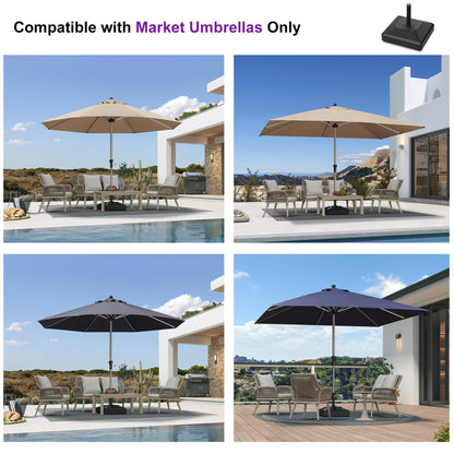 PURPLE LEAF HDML45 Patio Market Umbrella Stand Base with Wheels - 158 lbs Heavy Duty Outdoor Table Umbrella Base with Sand/Water, 21.7" X21.7" X 4.33"