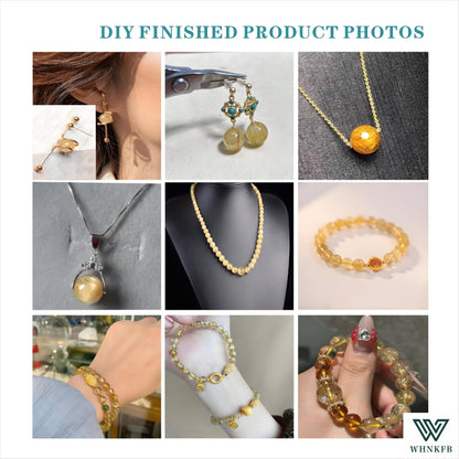 WHNKFB 6mm 100PCS Natural Golden Rutilated Quartz Round Beads, High Clarity Loose Crystal Beads for Jewelry Making Craft - 6mm 8mm 10mm Options with Free Elastic Cord