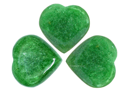 Amazing Gemstone Green Strawberry Quartz Crystal Heart Palm Stone - Pocket Massage Worry Stone for Natural Body Chakra Balancing, Reiki Healing and Crystal Grid