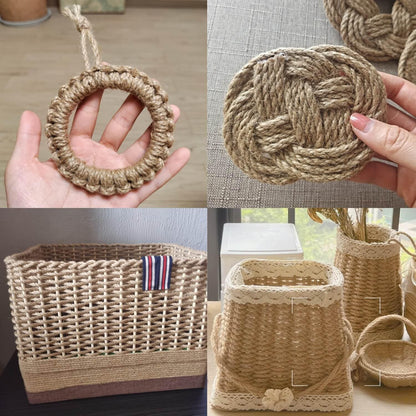ILIKEEC 2-Pack Natural Jute Twine Rope, 5mm x 656ft Heavy Duty Sisal Hemp Rope for Crafts, Gardening, Cat Scratching Post, Bundling & Hanging, 328Feet/Roll