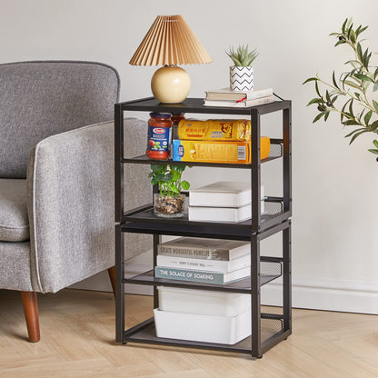 YMYNY Desktop Printer Stand, 3 Tiers Desk Organizer with Adjustable Storage Shelves, Multi-Purpose Printer Shelf for Home Office, Fax Machine, Scanner, Files, Books, Black, UHPT001B
