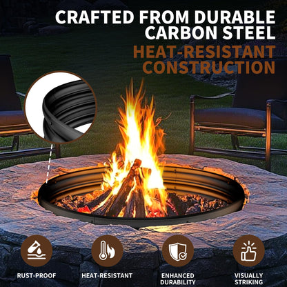 HAIMINA 36 Inch Fire Pit Ring, Heavy Duty Large Fire Pit Ring for Outside Wood Burning, Fire Pits Rings with High-Temperature Coating for Backyard, Bonfire, Camping, Beach (3x3 FT)