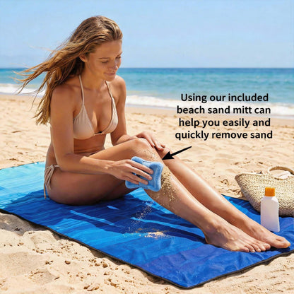 AISPARKY Pocket Beach Blanket Waterproof Sandproof Compact Picnic Mat with Sand Remover, Portable Outdoor Mat for Camping Hiking Travel Festival