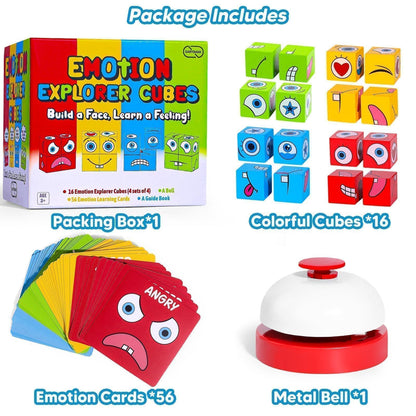 Garybank Feelings Cube Game for Kids Social Emotional Learning, W/56 Emotion Cards, Autism Speech Therapy Materials & Activities, School Counselor Office Must Haves, Feeling Toy for Kids