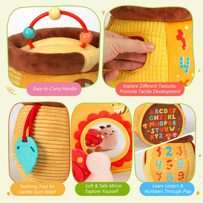 Baby Toys 6-12 Months, Surprise Honey Pot with Sensory Stuffed Animals, Rattle, Crinkle, Mirror, Montessori Toys for Baby Toys 1 Year Old, Infant Toys Christmas Gifts Stocking Stuffers Birthday