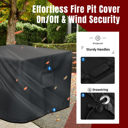 SHINESTAR Fire Pit Cover Square, Fits for 28-32 Inch Fire Pit Table, 600D Heavy Duty Fabric, Waterproof and Windproof, 32 x 32 x 24 Inches, Black